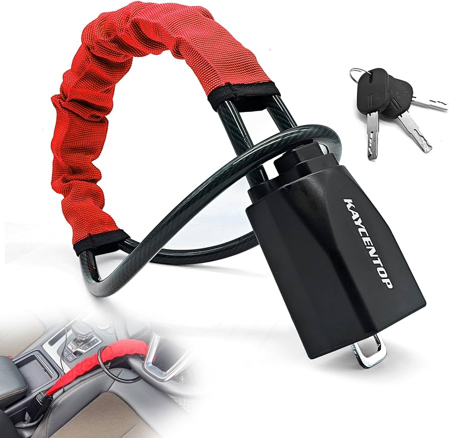 Car Steering Wheel and Seat Belt Lock – Compact Anti-Theft Security Device for Vehicles