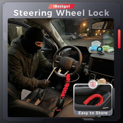 Car Steering Wheel and Seat Belt Lock – Compact Anti-Theft Security Device for Vehicles
