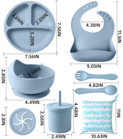 Silicone Baby Feeding Set, 10 Pcs Baby Led Weaning Supplies Baby Eating Essentials Set
