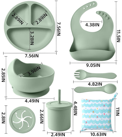 Silicone Baby Feeding Set, 10 Pcs Baby Led Weaning Supplies Baby Eating Essentials Set