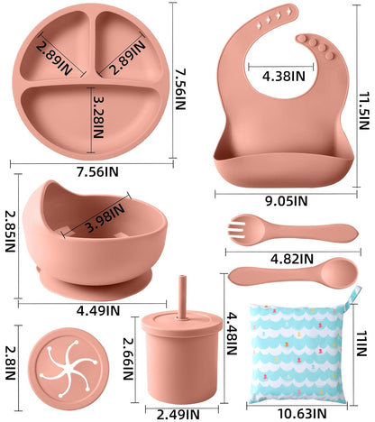 Silicone Baby Feeding Set, 10 Pcs Baby Led Weaning Supplies Baby Eating Essentials Set