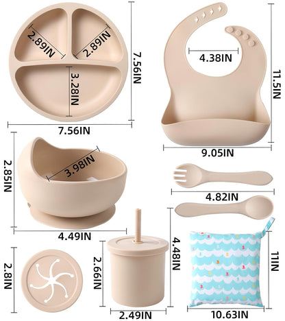 Silicone Baby Feeding Set, 10 Pcs Baby Led Weaning Supplies Baby Eating Essentials Set