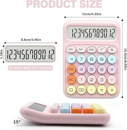 Colorful Candy Calculator,12 Digit Large LCD Display  with Battery Calculator.