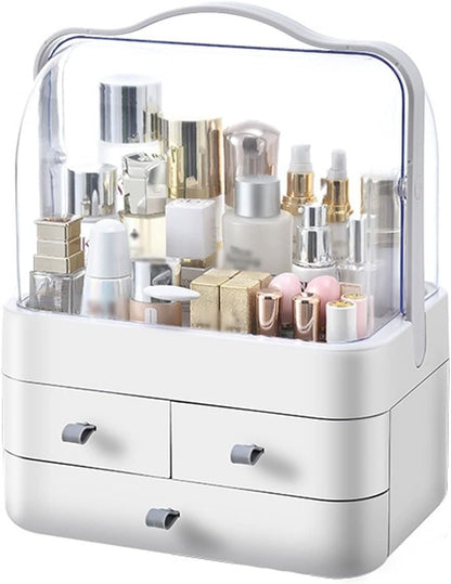 Makeup Organizer Portable Cosmetic Organizer Box with Lid Fully Open Makeup Display Case Skincare Storage Boxes Bedroom Vanity Desk