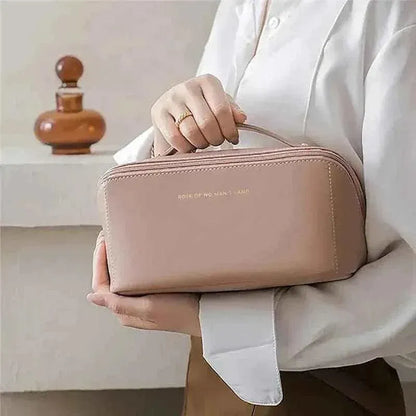 Classy Leather Cosmetic Bag – Portable Makeup Pouch for Travel