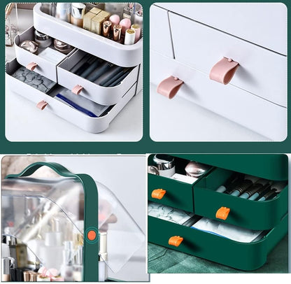 Makeup Organizer Portable Cosmetic Organizer Box with Lid Fully Open Makeup Display Case Skincare Storage Boxes Bedroom Vanity Desk