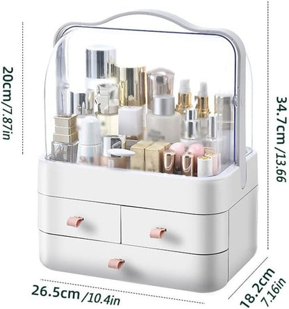 Makeup Organizer Portable Cosmetic Organizer Box with Lid Fully Open Makeup Display Case Skincare Storage Boxes Bedroom Vanity Desk
