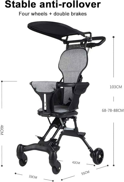 Compact Folding Baby Stroller Trike with Canopy, Adjustable Seat,Premium Quality